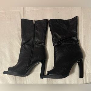 DKNY Sleek Black Peep Toe Heeled Boots